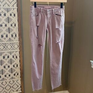 Guess Jeans Size 24 Womens Mauve distressed low rise frayed hem